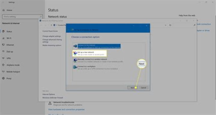 How do I set up a new network in Windows 10?
