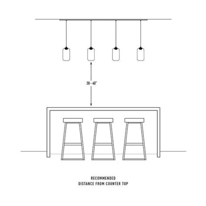 How high off bar should pendant lights be?