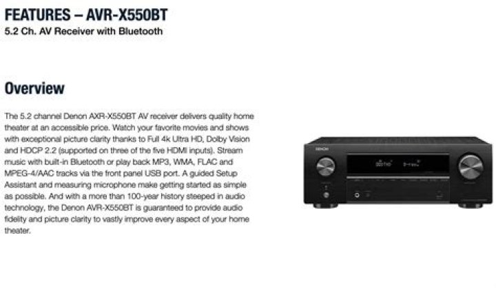 How many channels does a Denon avr-x550bt have?