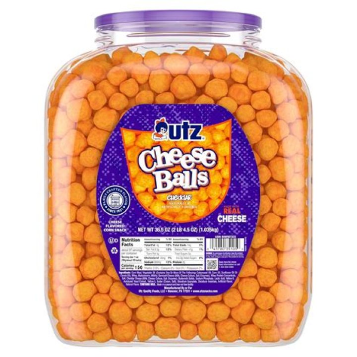 How many cheese balls are in a large container?