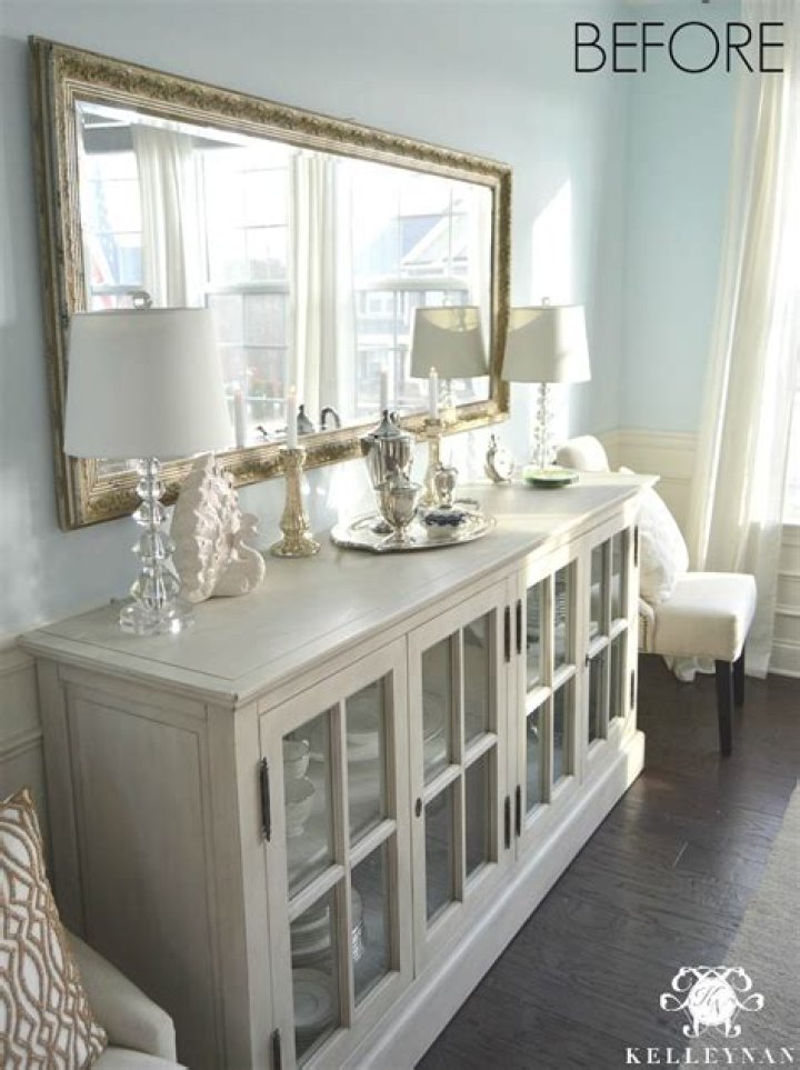 How tall should a mirror be over a buffet?