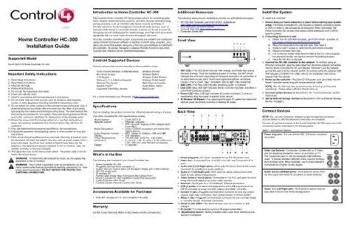 How to install the home Control4 hc-300 controller?