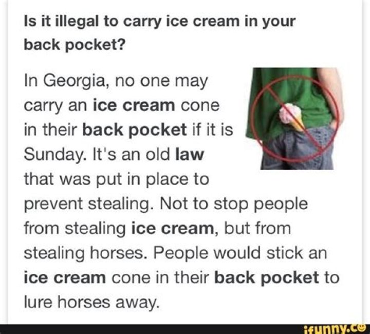 Is it illegal to have ice cream in your back pocket in Georgia?