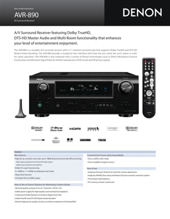 Is the avr-890 a satellite radio receiver?