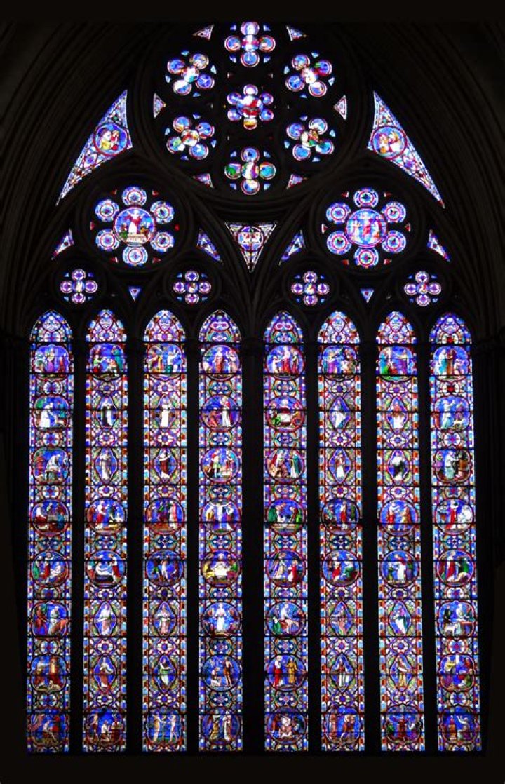 What are church stained glass windows called?