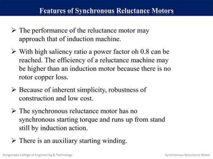 What are the advantages of synchronous reluctance motor?