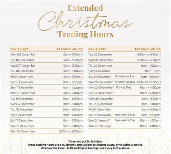 What are the extended hours for Christmas shopping?
