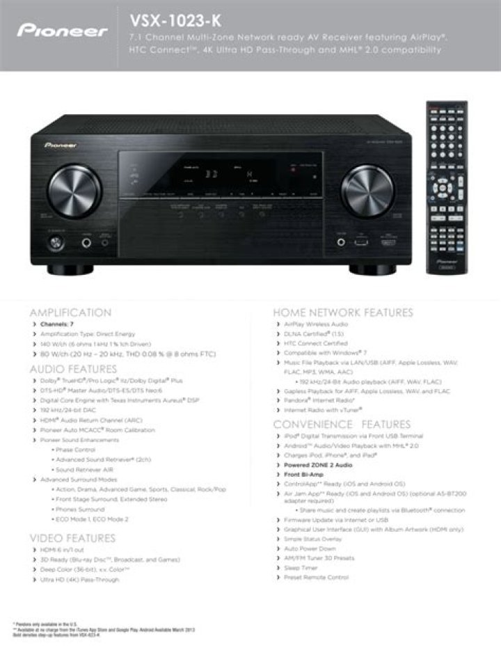 What are the specs of the pioneer vsx-1023-k?