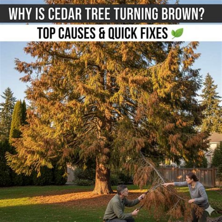 What causes a cedar tree to turn brown?