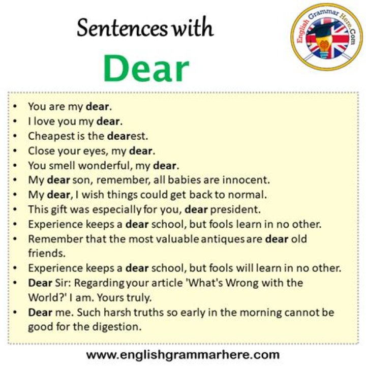 What does dear mean in British?
