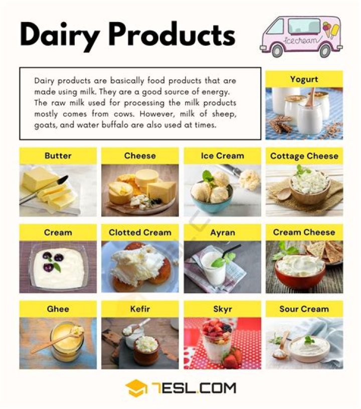 What foods are considered dairy products?