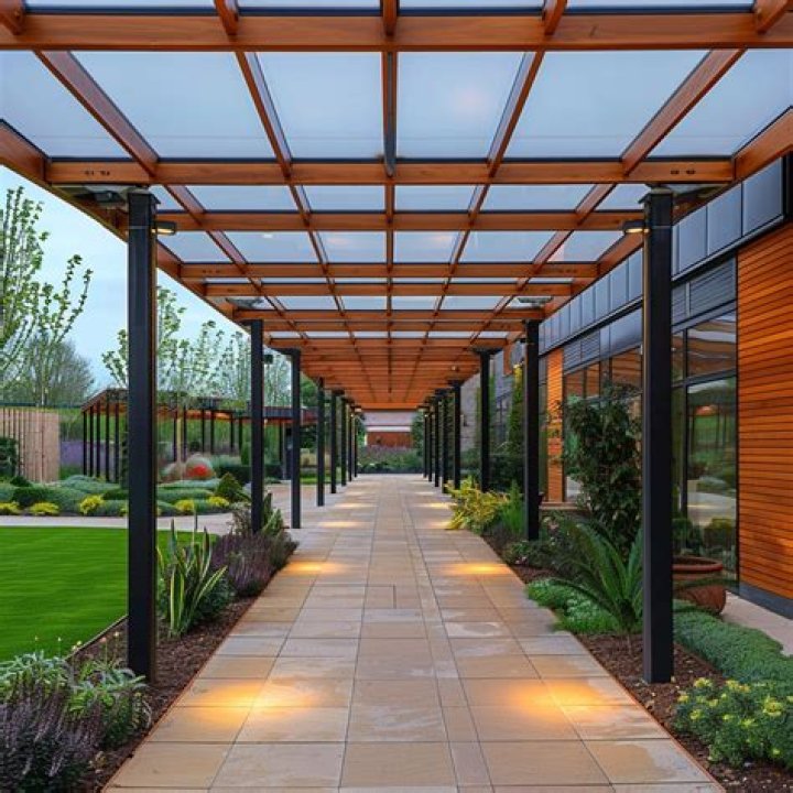 What is an outdoor covered walkway called?