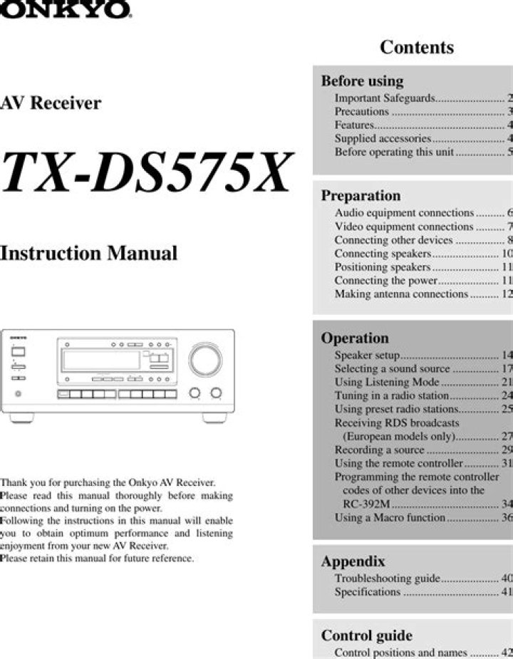 What is the instruction manual for Onkyo tx-ds575x?