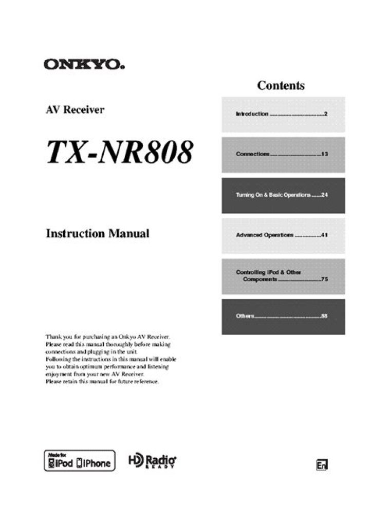 What is the instruction manual for Onkyo tx-nr808?