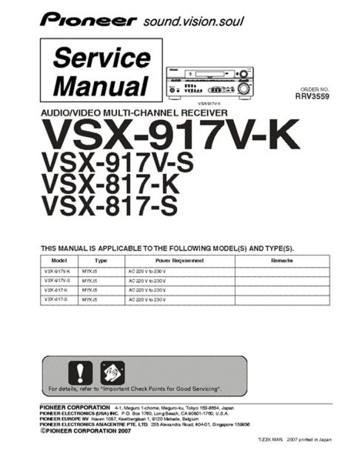 What is the model number of the VSX 917v?