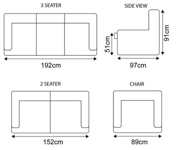 What is the standard length of a 3 seater sofa?
