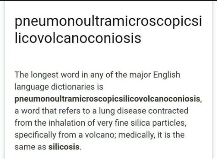 What is the word pneumonoultramicroscopicsilicovolcanoconiosis mean?