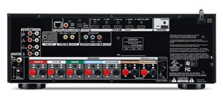 What kind of surround sound does Denon AVR E400 have?