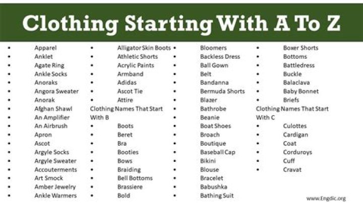 What piece of clothing starts with the letter A?