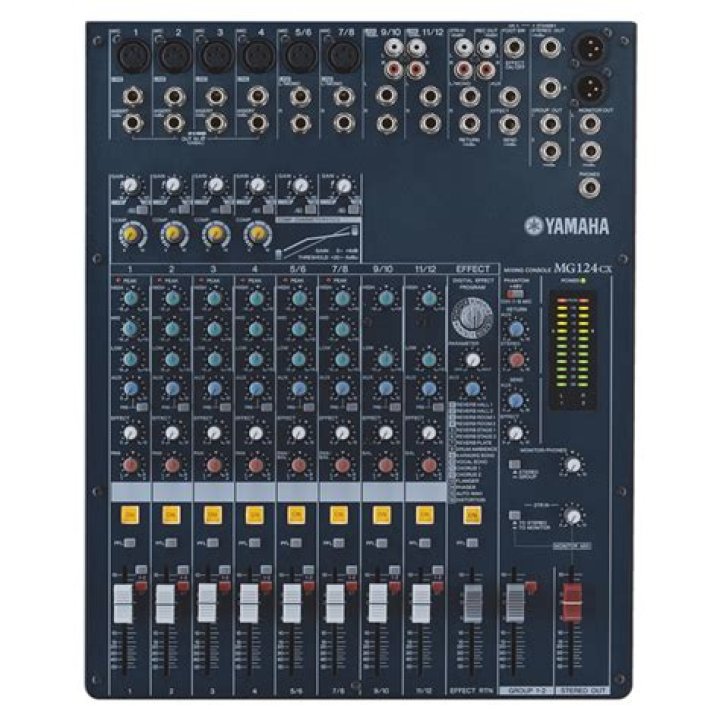 Where are the switches on the Yamaha mg124cx mixer?