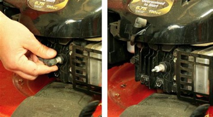 Where is oil drain plug on lawn mower?
