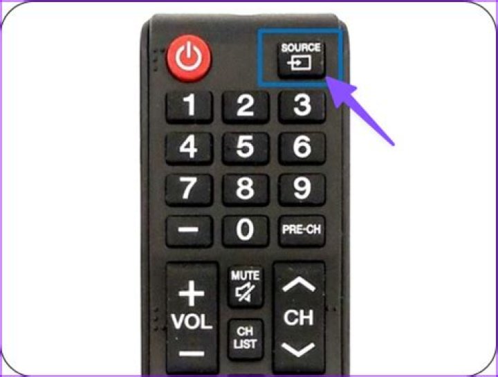 Where is the input button on the TV remote control?