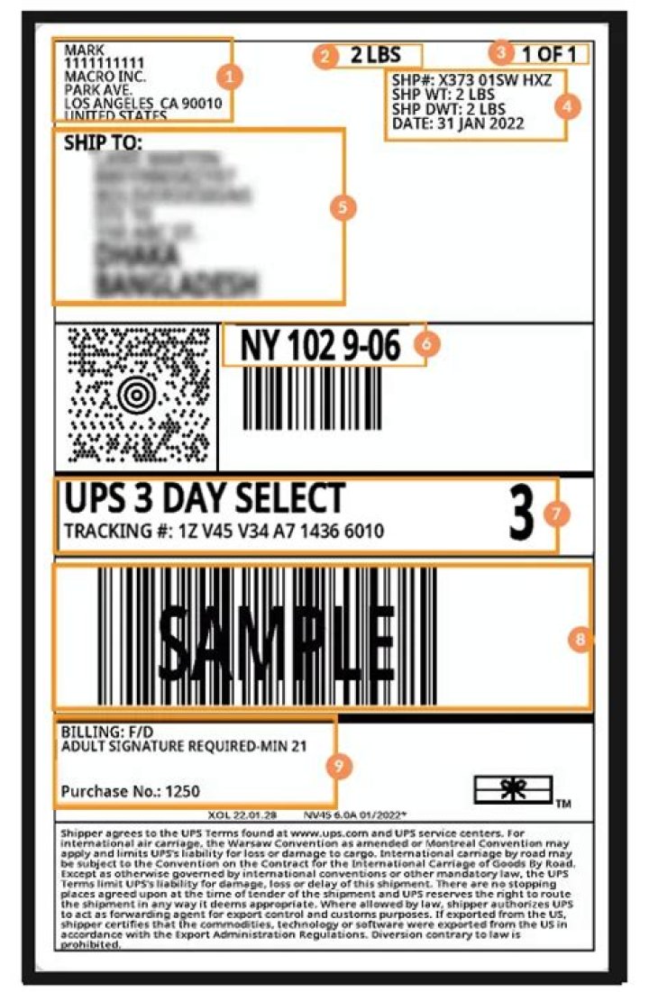 Where is the reference number on a UPS label?