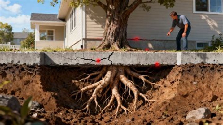 Why do tree roots crack and damage foundations?